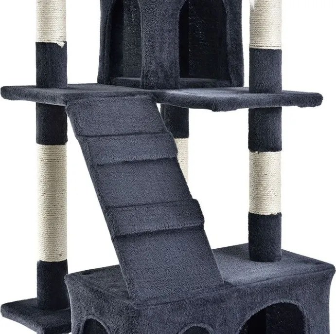 Mačacie škrabadlo 170 cm s pelieškami, domčekmi a stĺpikmi