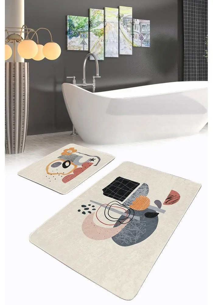 Béžové zamatové kúpeľňové predložky v súprave 2 ks 60x100 cm – Mila Home