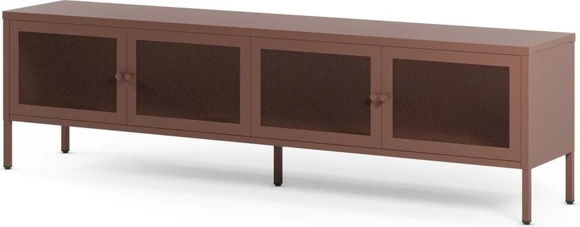 Vínovočervený kovový TV stolík 160x50x35 cm Fayna – Marckeric