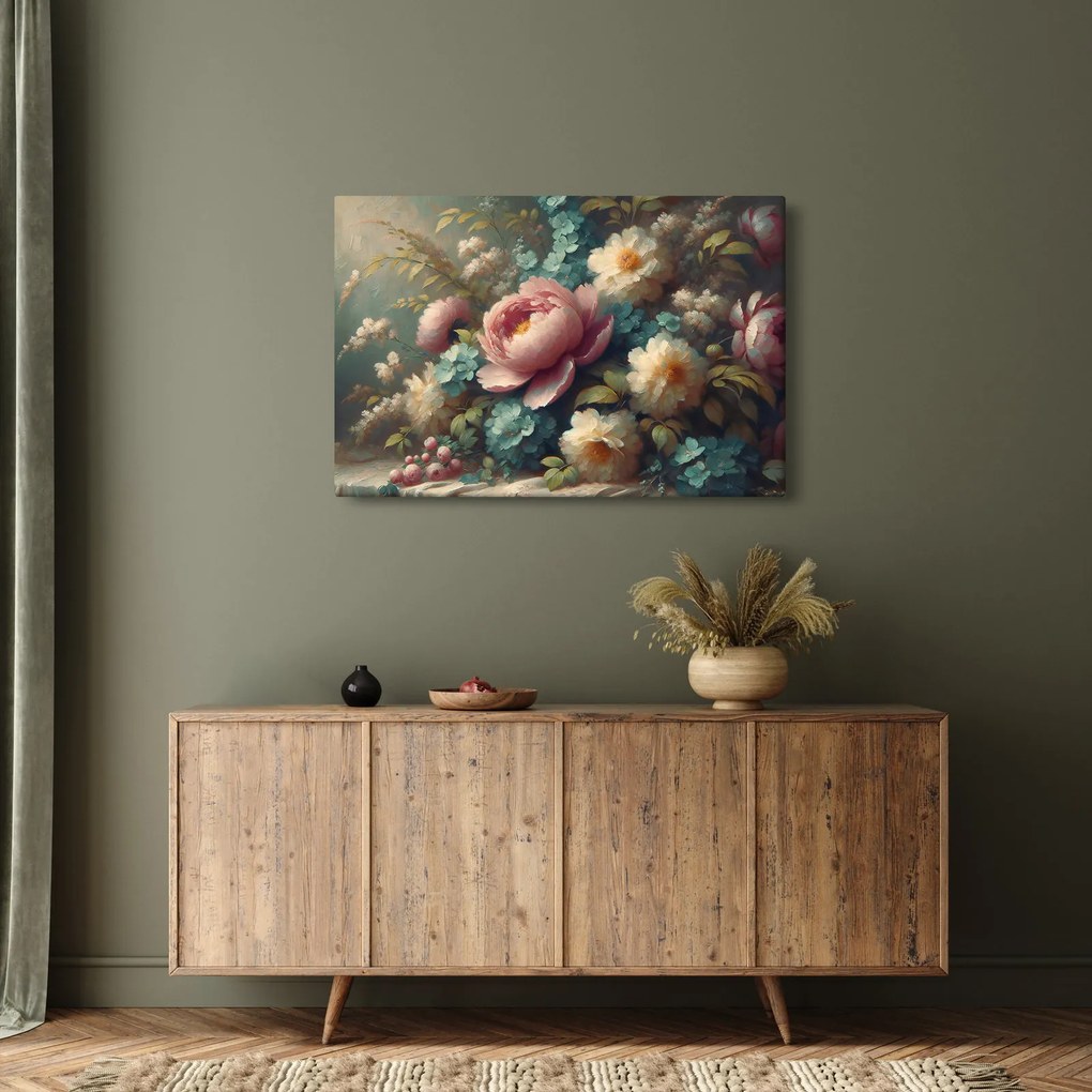Obraz - Zátišie s kvetmi - maľba (90x60 cm)