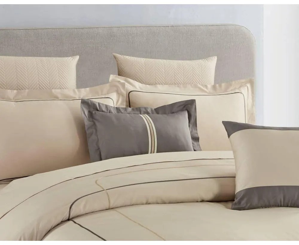 Béžové obliečky na jednolôžko z bavlny Renforcé s plachtou/6-dielne 140x200 cm Calm of Lines – Mila Home Luxury