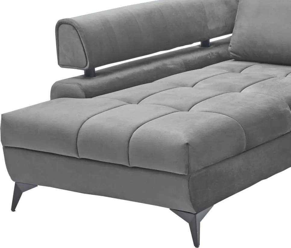 Rohová sedacia súprava Paris, stredne šedá látka, ľavý roh