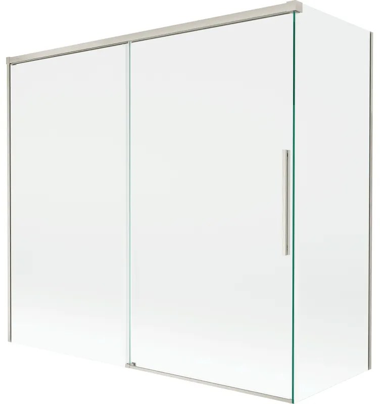 Mexen Rox, 2-krídlová posuvná vaňová zástena 170 + 80 x 150 cm, 8mm číre sklo, oceľový profil, 8C9-170-080-97-00