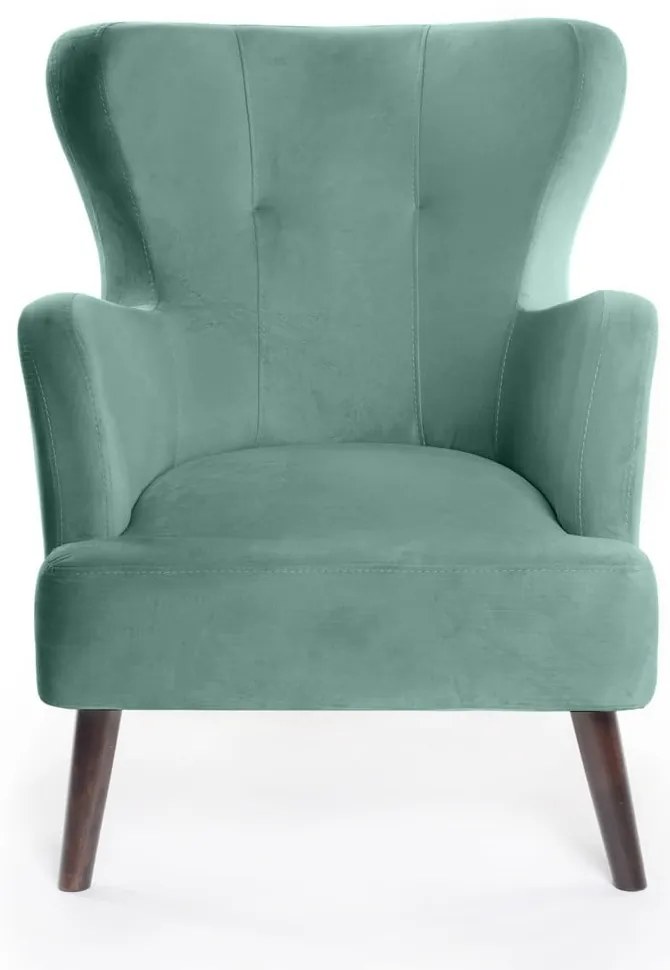 Zamatové kreslo ušiak v mentolovej farbe Noemye – Bonami Selection