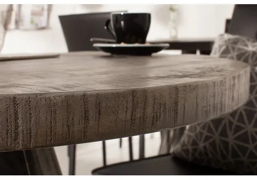 Jedálenský stôl 39368 Ø80cm Drevo Mango šedé  - Komfort-nábytok