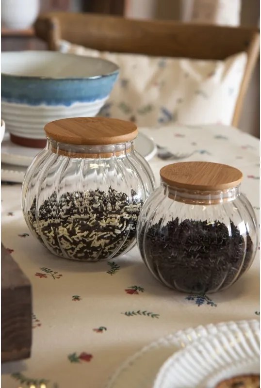 Sklenená baňatá dóza s vrchnákom L - Ø 13 * 14 cm