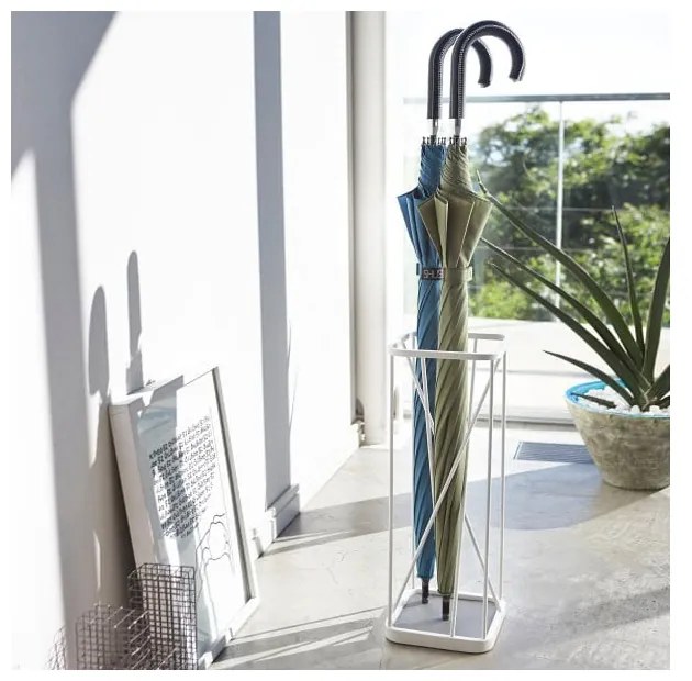 Biely stojan na dáždniky YAMAZAKI 9 Square