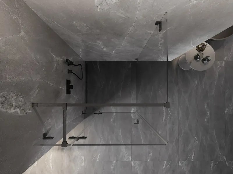 Mexen Lunar T, sklápací sprchový kút ľavý 110 x 110 cm, 8mm číre sklo, profil grafit brúsený, 834T-110-110-66-00-L