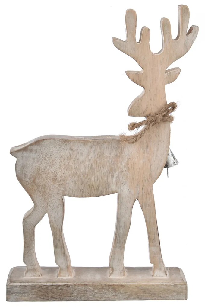 4Home Dekorácia z mangového dreva Nordic Reindeer, 33 cm