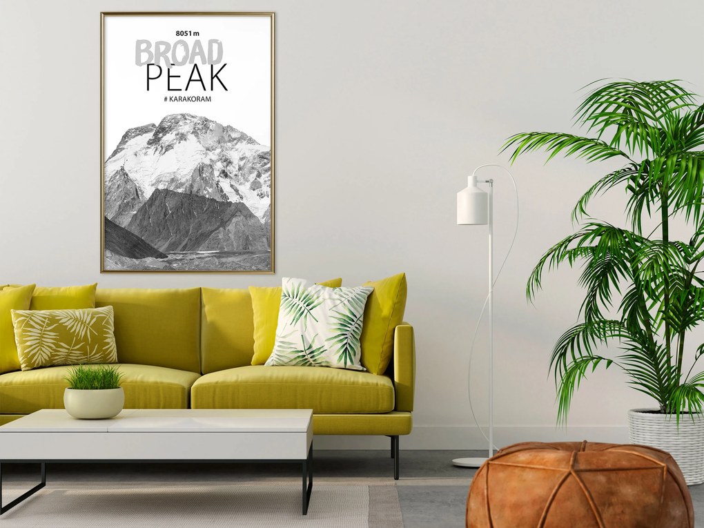 Artgeist Plagát - Broad Peak [Poster] Veľkosť: 30x45, Verzia: Čierny rám s passe-partout