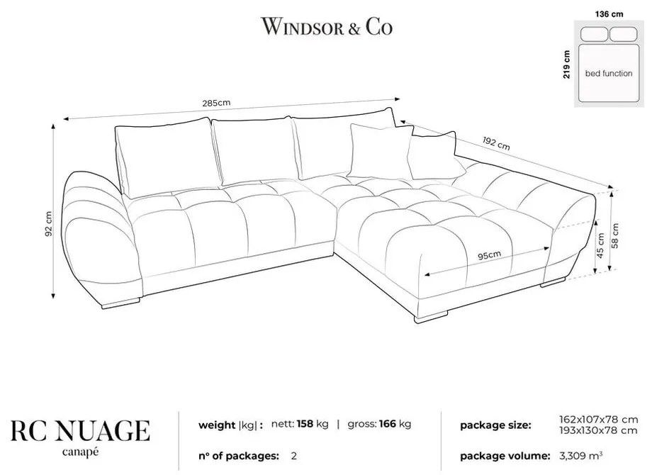 Tmavozelená rozkladacia rohová pohovka so zamatovým poťahom Windsor & Co Sofas Nuage, pravý roh