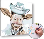Maľovanie podľa čísel TELIATKO S KLOBÚKOM – nízka náročnosť