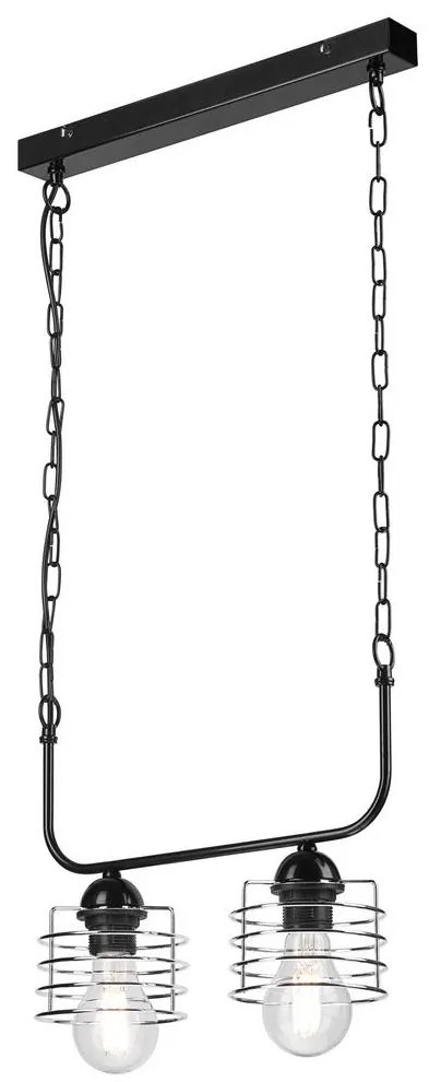 Luster na reťazi MORGAN 2xE27/60W/230V čierna/chróm