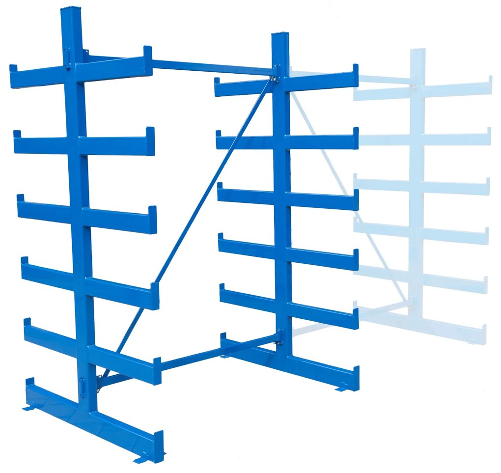 Konzolový regál, obojstranný, 2000 x 1380 x 1144 mm, 6 poschodí