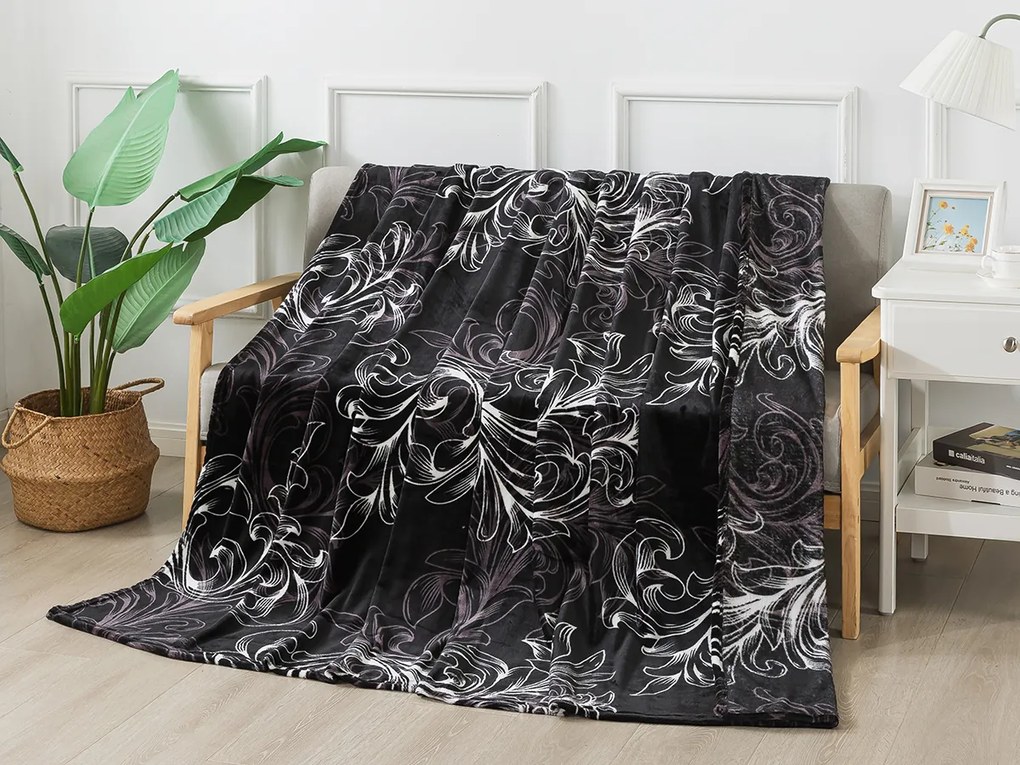 XPOSE® Mikroplyšová deka RAMADA - čierna 140x200 cm