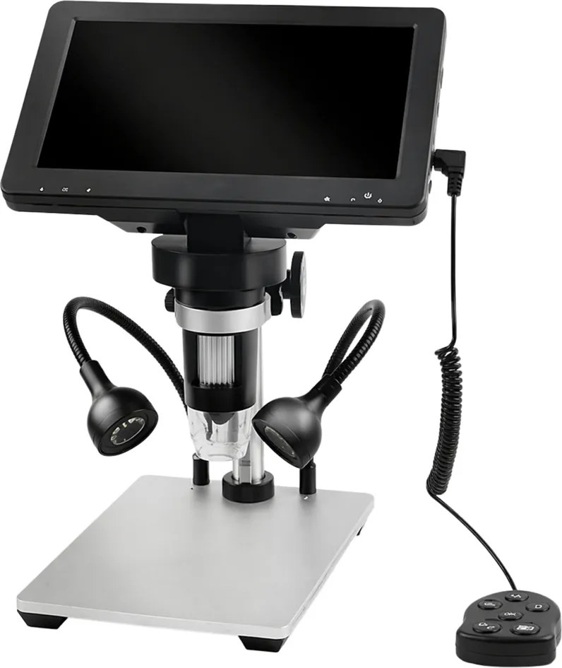 LEAN Toys Vzdelávací digitálny mikroskop s káblovým diaľkovým ovládaním, zväčšenie 1200×, LCD displej 7 palcov, HD kamera