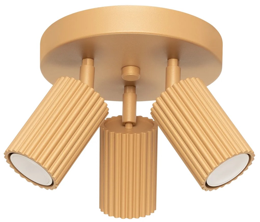 Stropné svietidlo Karbon, 3x zlaté kovové tienidlo, (možnosť polohovania)