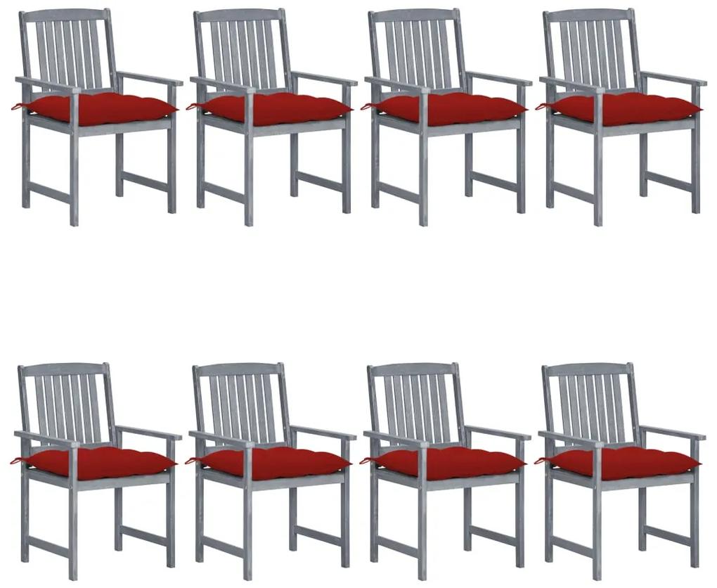 Záhradné stoličky s podložkami 8 ks akáciový masív sivé 3078255