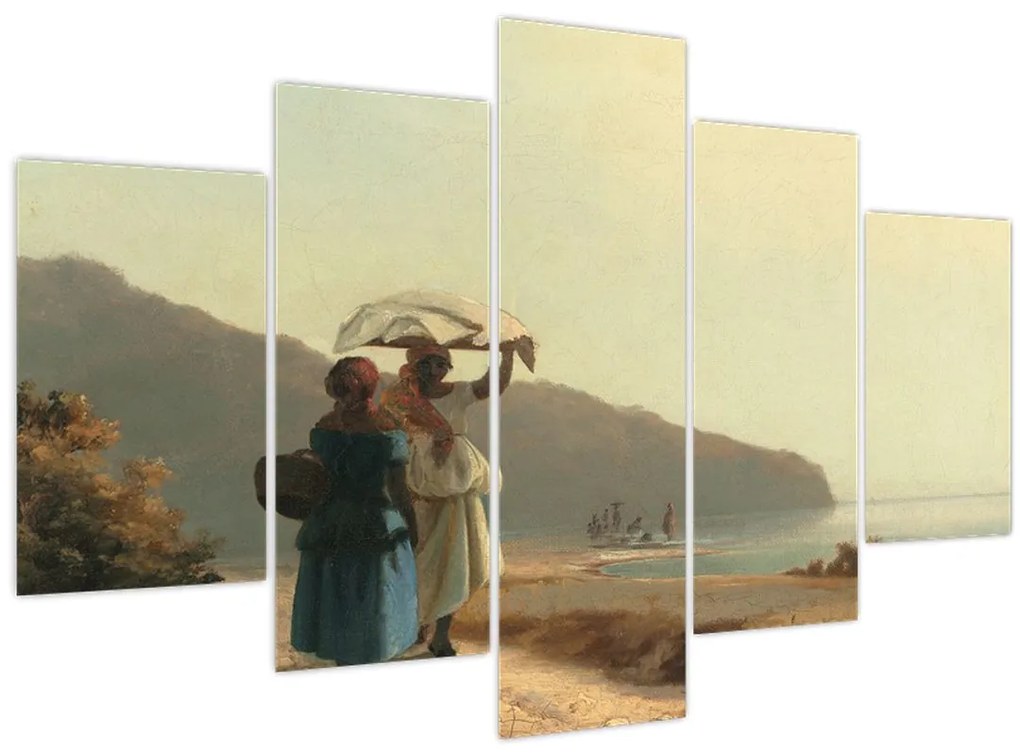 Obraz - Camille Pissarro, Two Women Chatting by the Sea, St. Thomas, reprodukcia (150x105 cm)