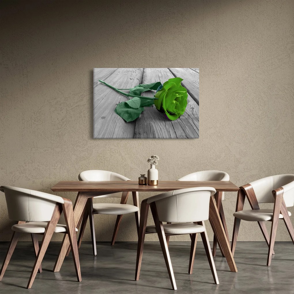 Obraz - Zelená ruža (90x60 cm)