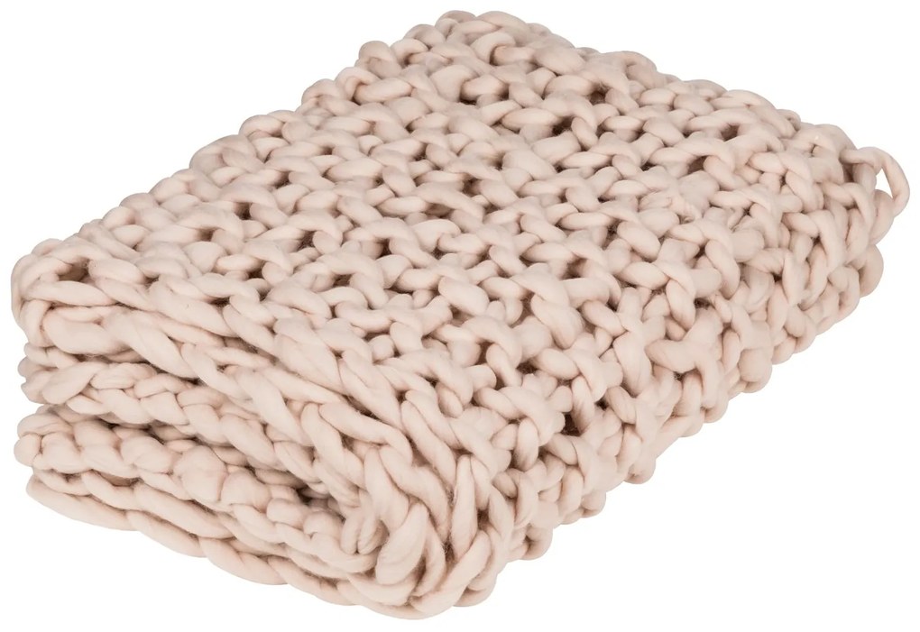 MERADISO® Pletená deka hrubej priadze, 120 x 150 c, béžová (100285408)