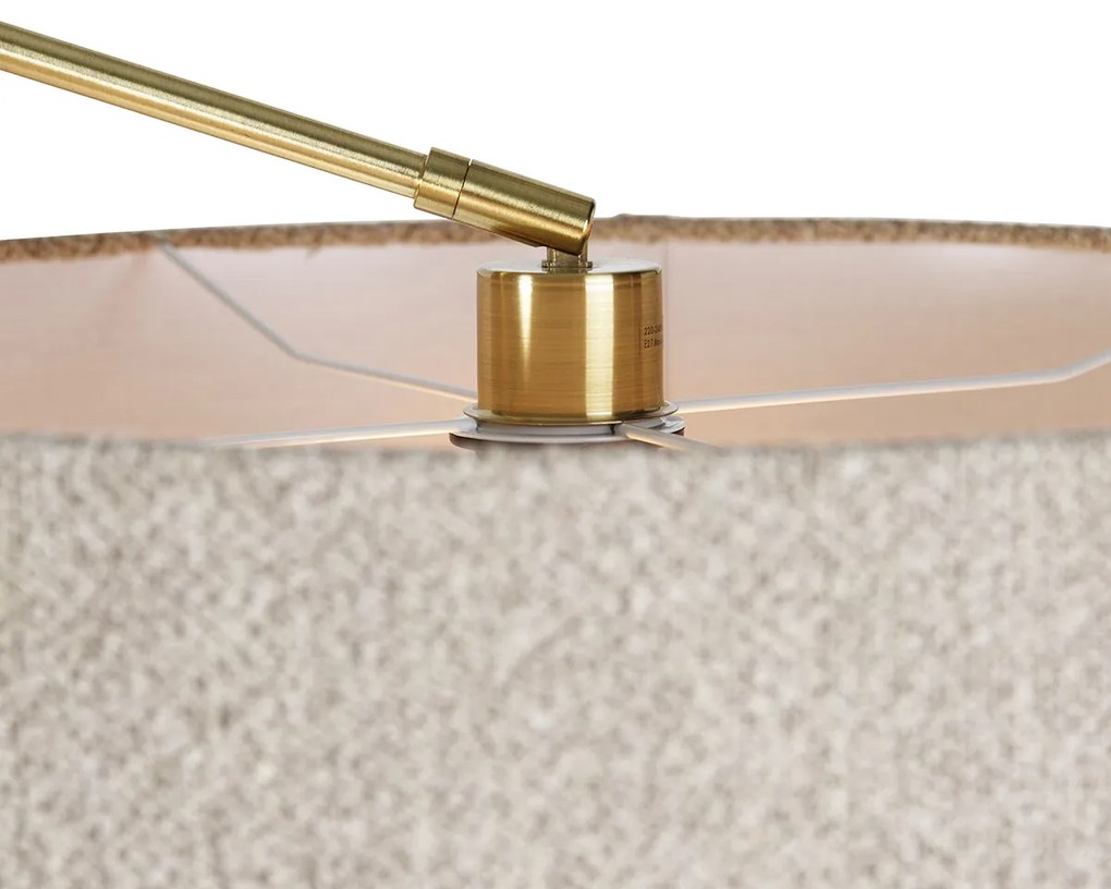 Stojaca lampa zlatá s tienidlom z bouclé taupe 50 cm nastaviteľná - Editor