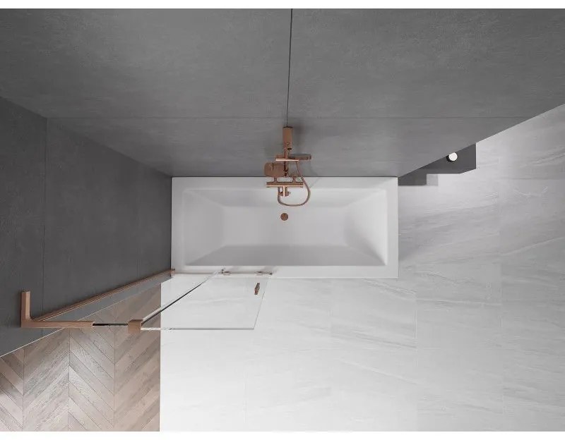 Mexen Velar L, 2-krídlová posuvná vaňová zástena 85 x 150 cm, 8mm číre sklo, medená matná, 896-085-003-01-65