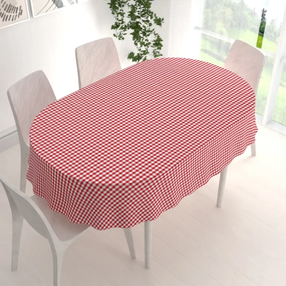 Biante Bavlnený oválny obrus Olivia OL-008 Červeno-biela kocka malá 120x160 cm