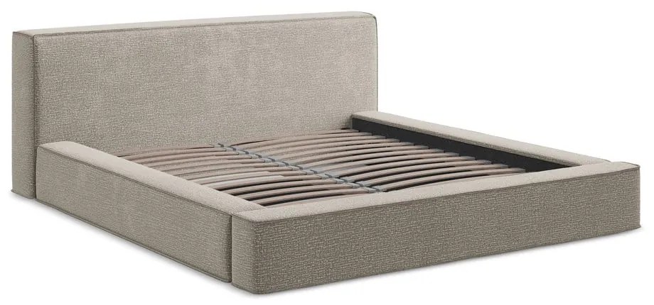 Čalúnená dvojlôžková posteľ taupe s úložným priestorom s roštom 180x200 cm Noho – Makamii