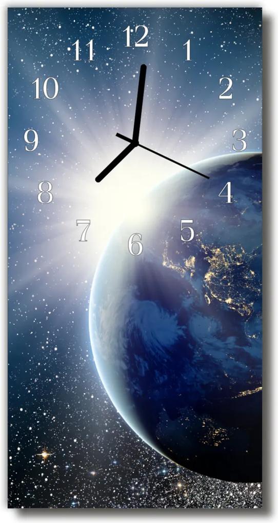 Sklenené hodiny vertikálne  Planét Universe modrá krajiny