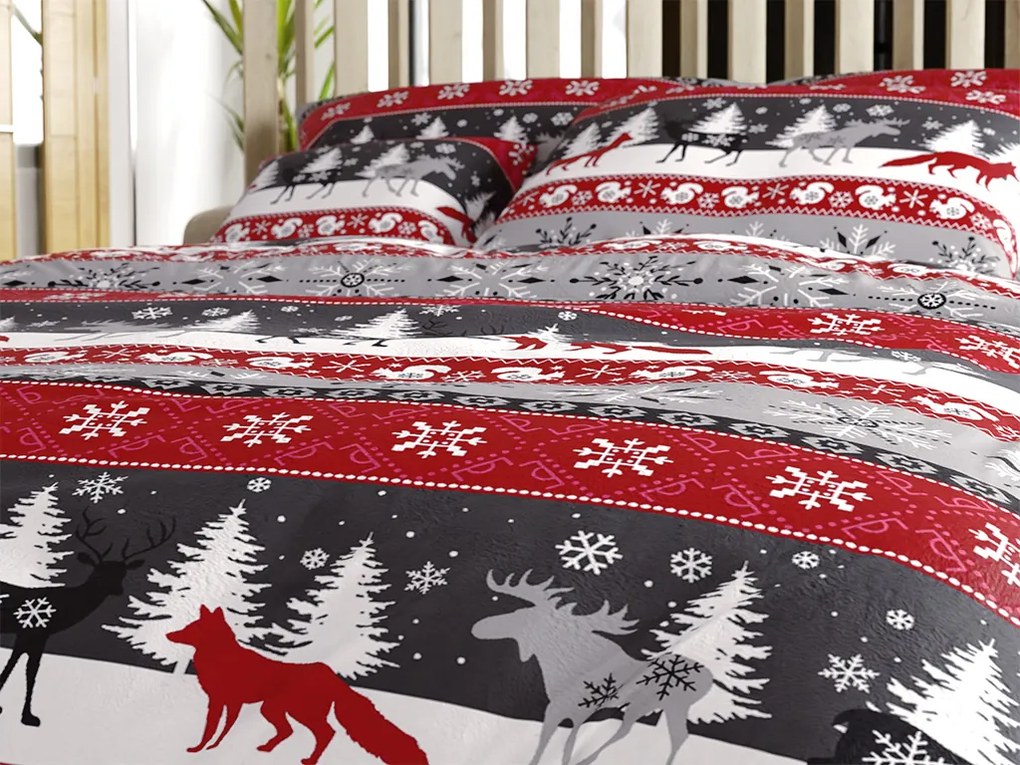 Mikroplyšové obliečky SNOWY FOREST sivé Rozmer obliečky: 2 ks 70 x 90 cm | 200 x 220 cm