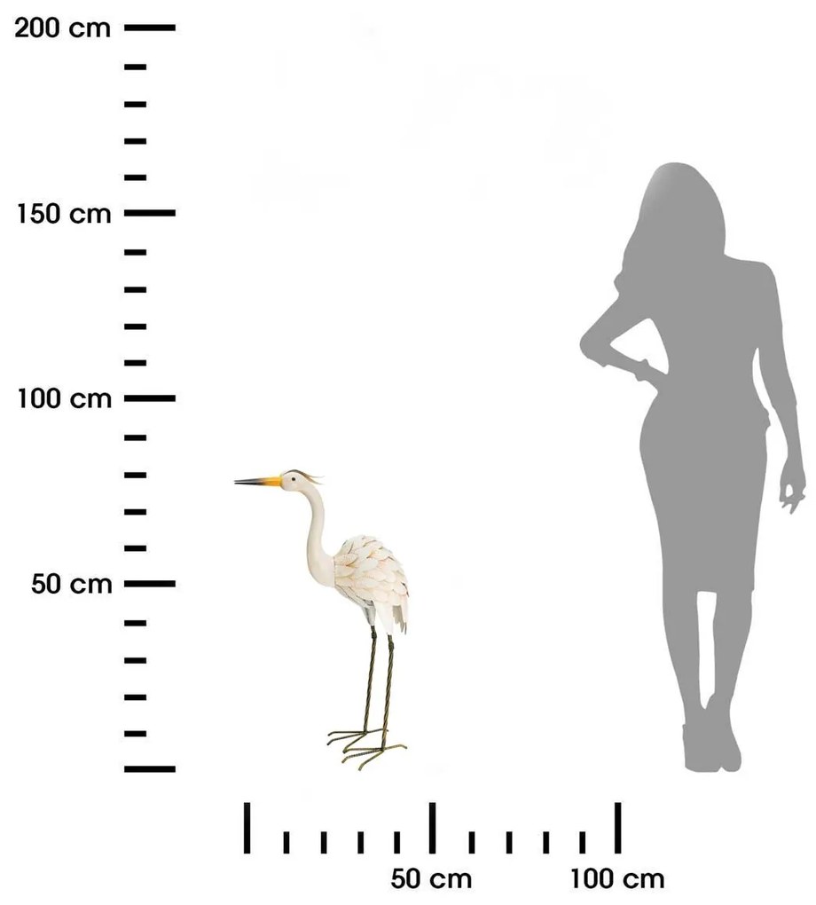 Záhradná kovová figúrka Crane 4, 75 cm, viacfarebná