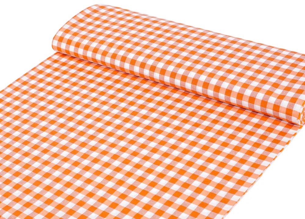Biante Dekoračný štvorcový obrus Rebeka RE-005 Oranžovo-biela kocka stredná 40x40 cm