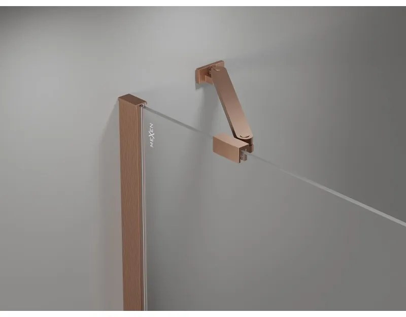 Mexen Mist-H Duo, 2-krídlový výklopný sprchový kút 90 x 95 cm, číre sklo, medený matný profil, 8A5-090L-095P-65-00