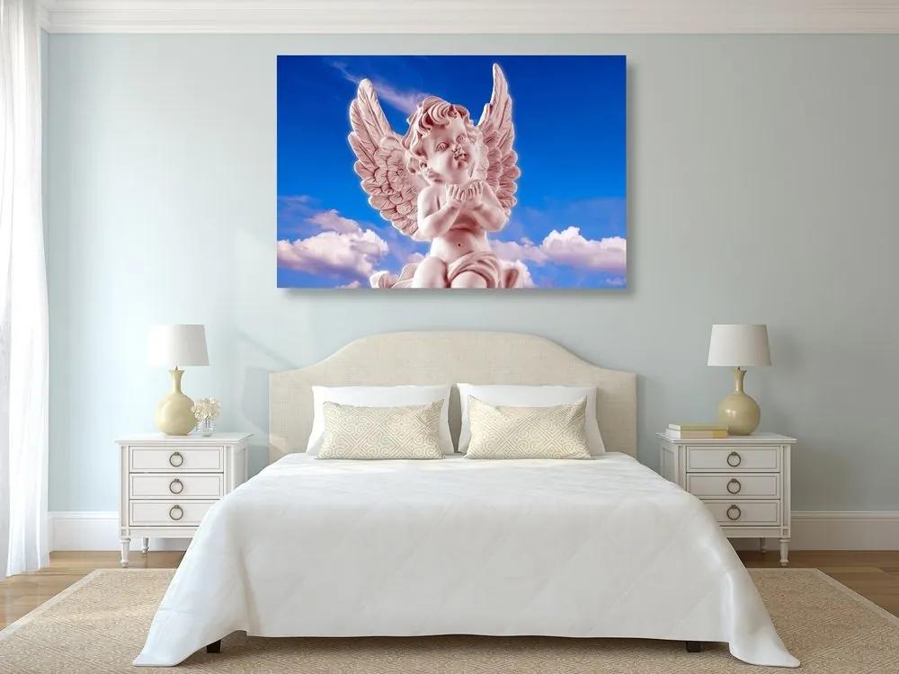 Obraz ružový starostlivý anjelik na nebi - 90x60