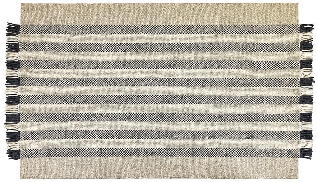 Vlnený koberec 140 x 200 cm krémová biela/čierna TACETTIN Beliani