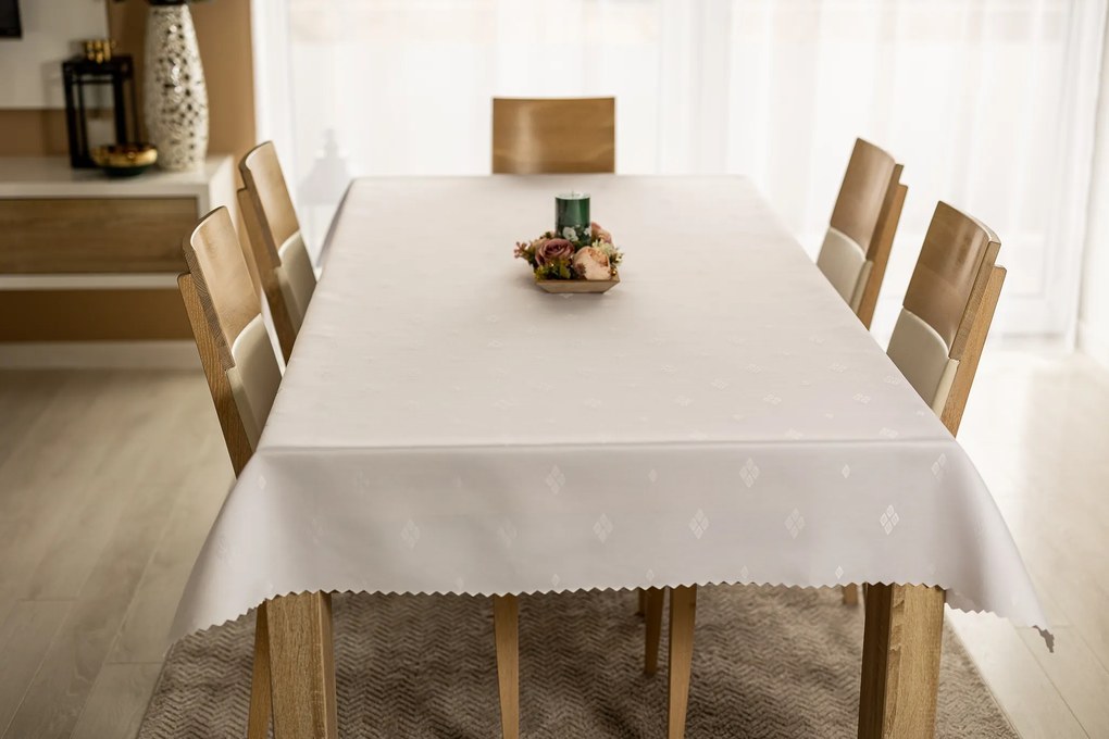 Dekorstudio Teflónovy obrus na stôl Diamond - biely Rozmer obrusu (šírka x dĺžka): 110x160cm