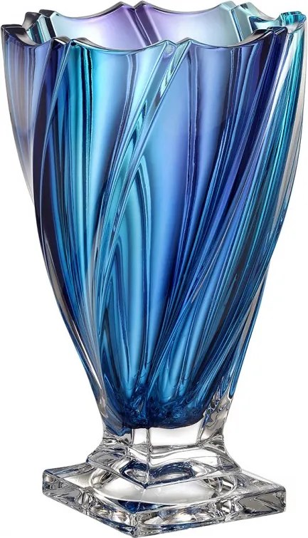 KRIŠTÁĽOVÁ VÁZA BOHEMIA PONTI OCEAN GRADIENT NA NOHE 330MM