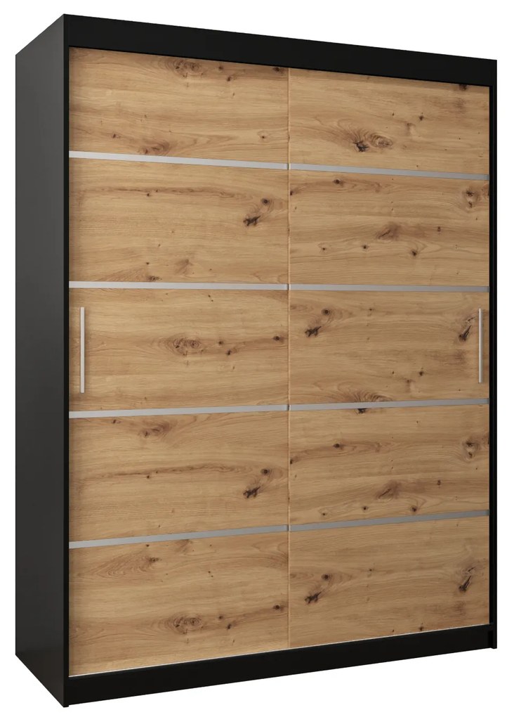 Šatníková skriňa 150 cm Verika 1 150 (čierna + dub artisan). Akcia -32%. Vlastná spoľahlivá doprava až k Vám domov. 1063705