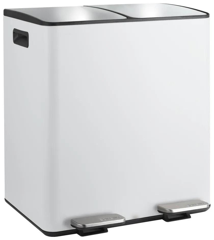 Matne biely oceľový odpadkový kôš 2x20 l na triedený odpad/nášľapný Aliya – Spirella