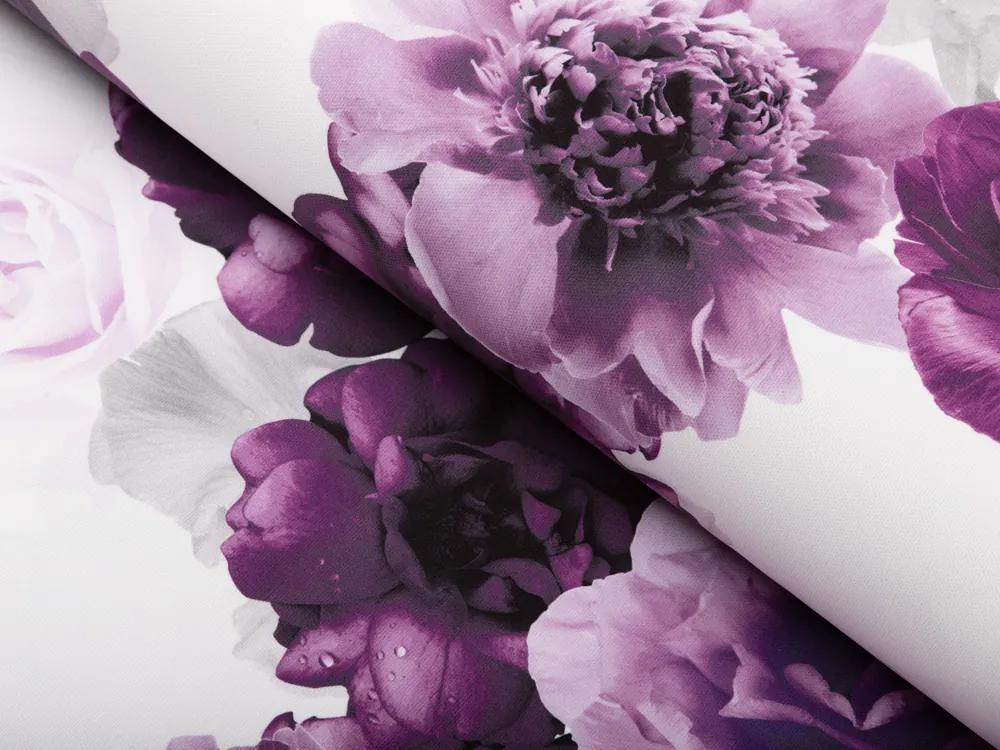 Biante Dekoračný behúň na stôl PM-029 Veľké fialové kvety 35x180 cm