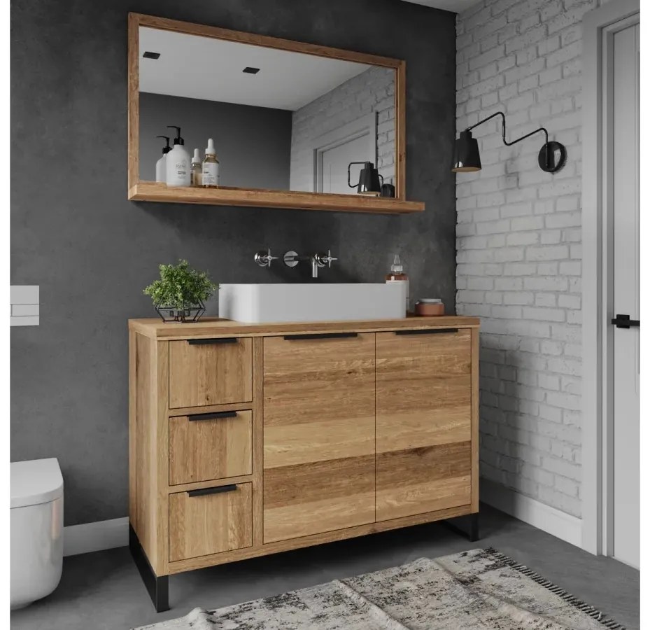furniture-nabytek.cz - Masivní podstavec pod umyvadlo Sydney z divokého dubu, olejovaný, hnědý – 105×45×74 cm