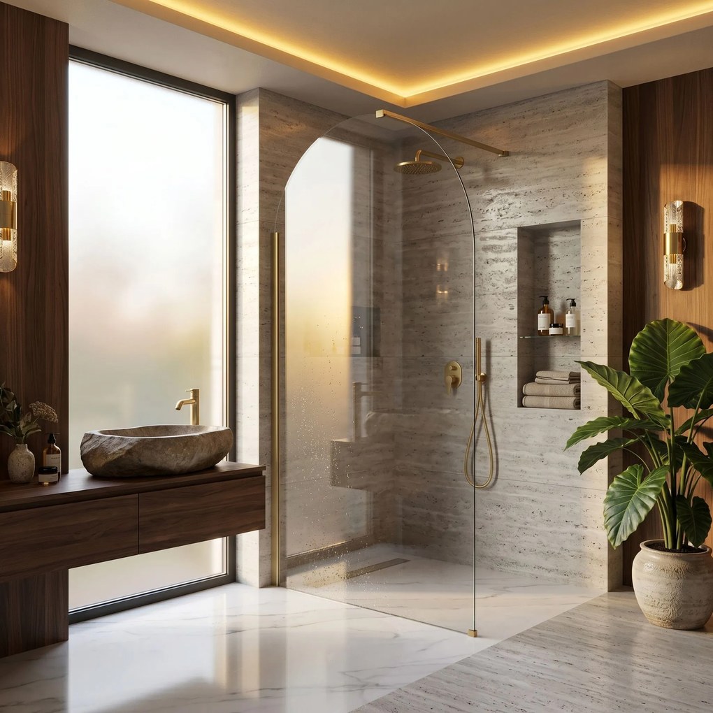 Rea Heaven, sprchová zástena Walk-in, 110 cm, zlatá matná, REA-K6683