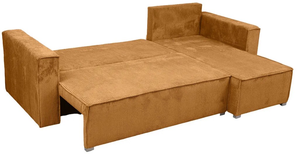 Horčicová rohová pohovka SMART COSARO, obojstranná + 2 vankúšiky ZDARMA