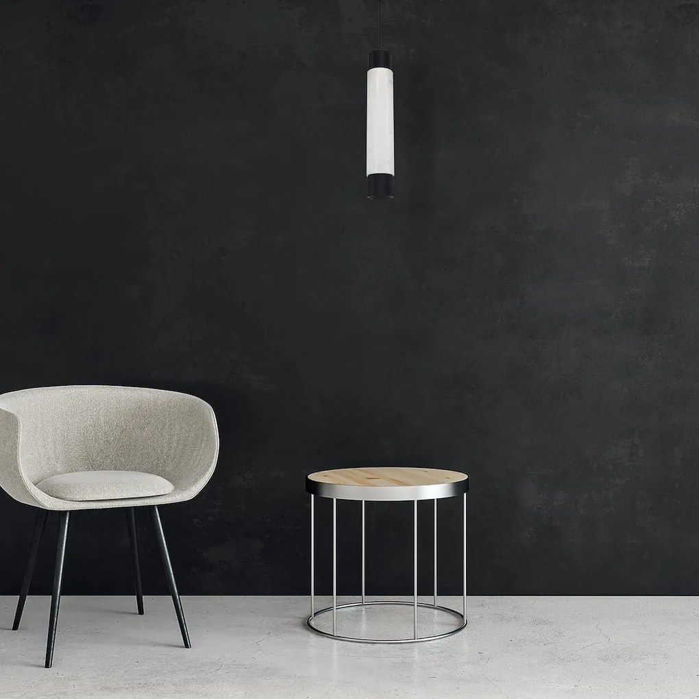 Závesné svietidlo Marble, 1x mramorové/čierne kovové tienidlo, w