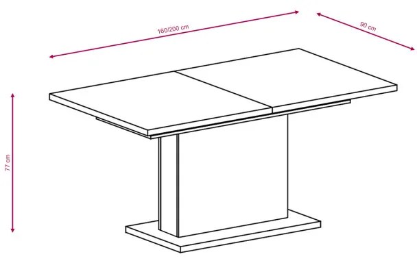 Jedálenský rozkladací stôl Giant 160/200 cm betón