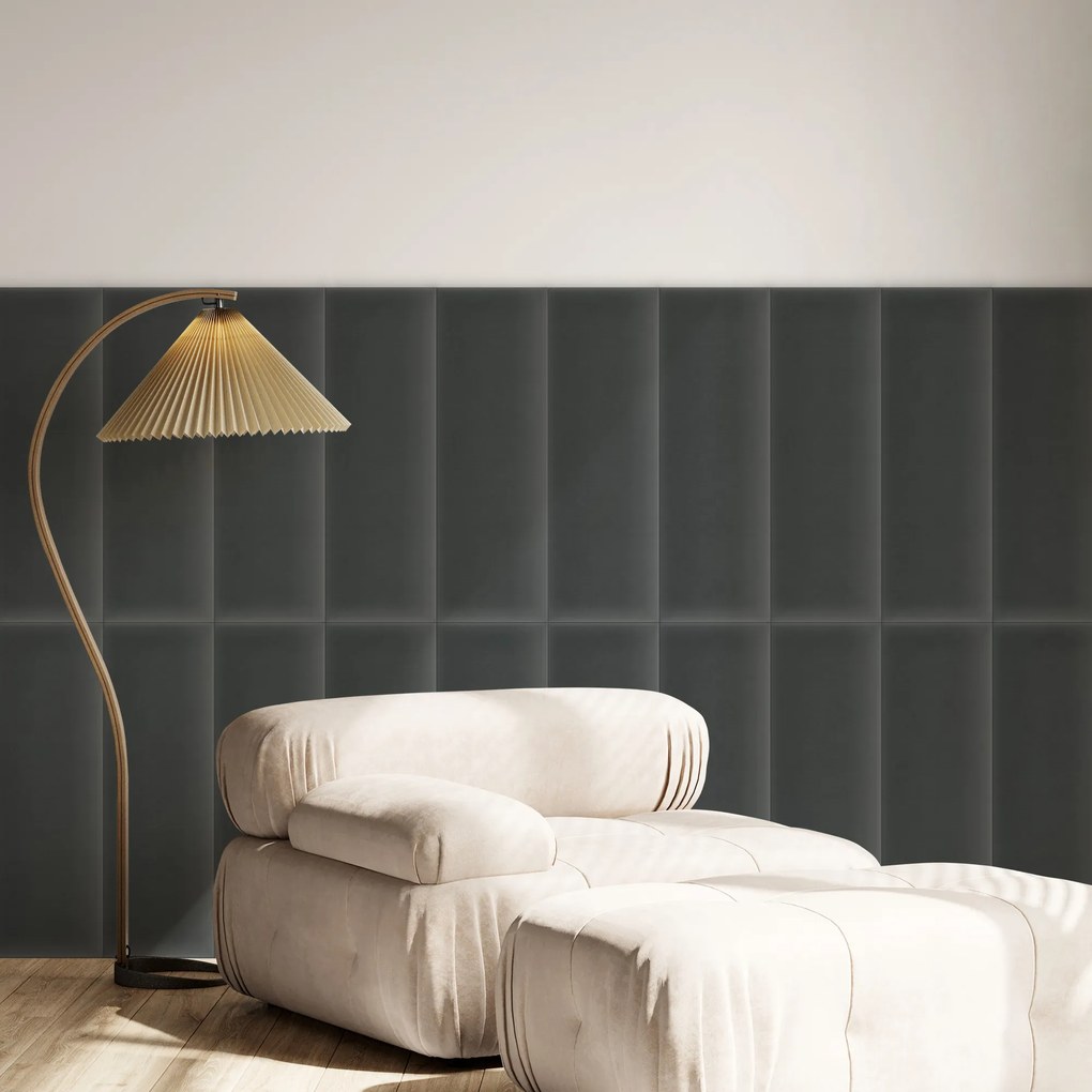 Zamatový čalúnený panel - Obdĺžnik - 60x30cm Farba: Grafit
