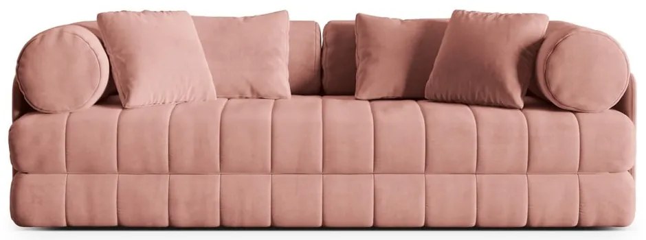 Ružová zamatová rozkladacia pohovka 206 cm Kemi – Cosmopolitan Design