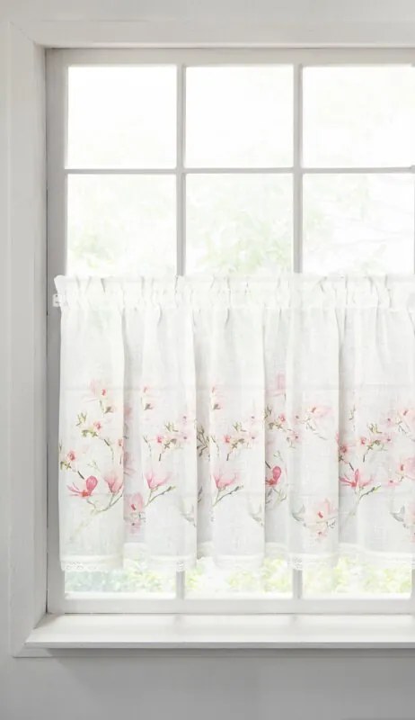 DECOREUM Záclona zdobená čipkou 150 cm x 60 cm biela 100 % polyester Rozmer varianty: 150 cm x 60 cm, Farba varianty: Biela 103168