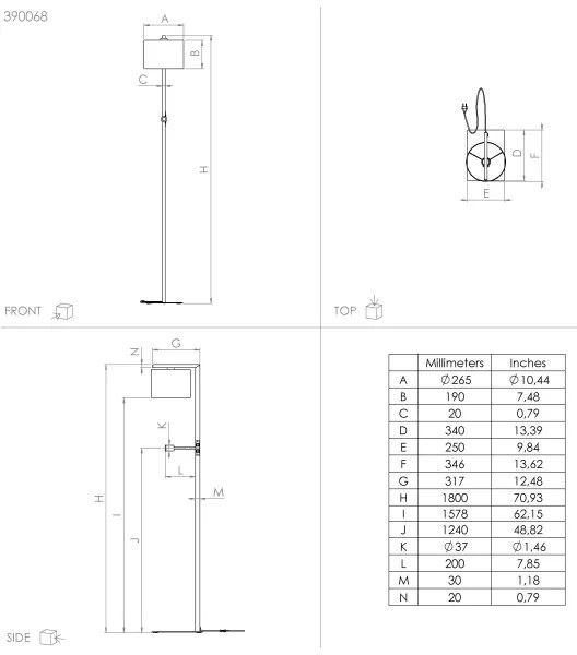 Eglo 390068 - LED Stojacia lampa FOLIGNO 1xE27/40W/230V + LED/3,8W
